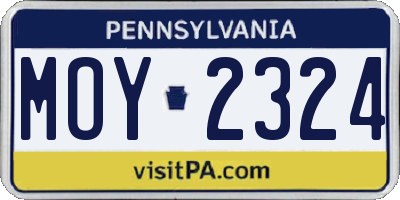 PA license plate MOY2324