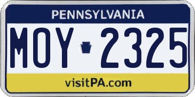 PA license plate MOY2325