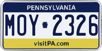 PA license plate MOY2326