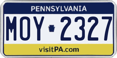 PA license plate MOY2327