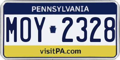 PA license plate MOY2328