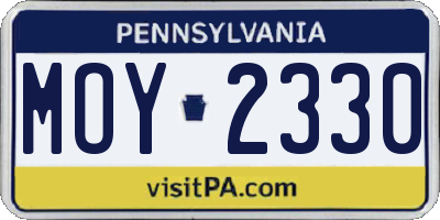 PA license plate MOY2330