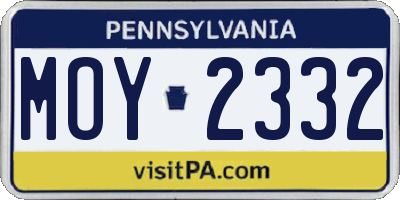 PA license plate MOY2332