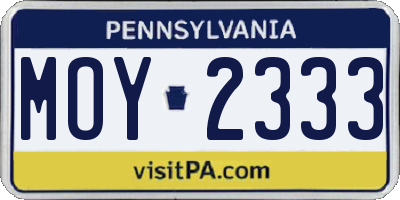 PA license plate MOY2333