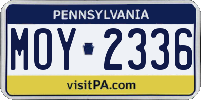PA license plate MOY2336