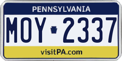 PA license plate MOY2337