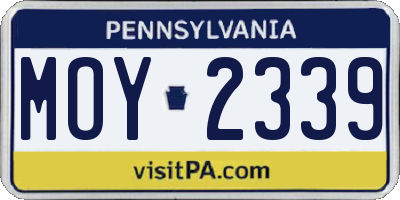 PA license plate MOY2339