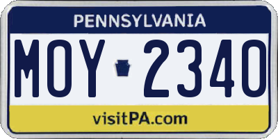PA license plate MOY2340