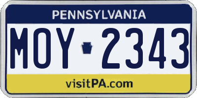 PA license plate MOY2343