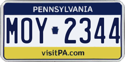 PA license plate MOY2344