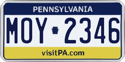 PA license plate MOY2346