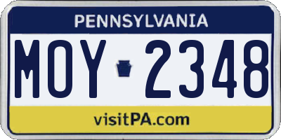 PA license plate MOY2348