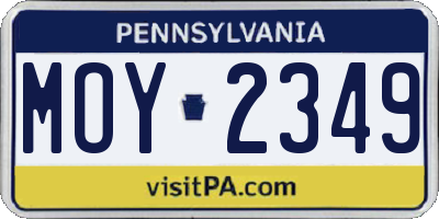 PA license plate MOY2349
