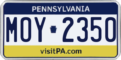 PA license plate MOY2350