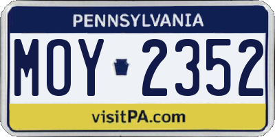 PA license plate MOY2352