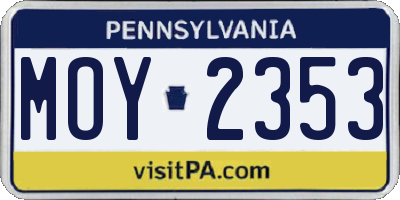 PA license plate MOY2353