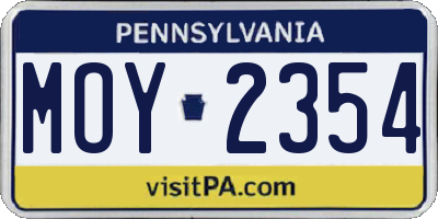 PA license plate MOY2354