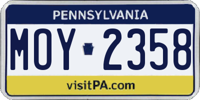 PA license plate MOY2358