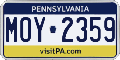 PA license plate MOY2359
