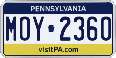 PA license plate MOY2360