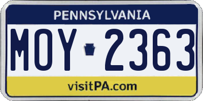PA license plate MOY2363