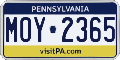 PA license plate MOY2365