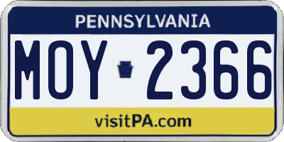 PA license plate MOY2366