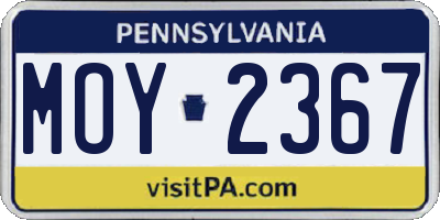 PA license plate MOY2367