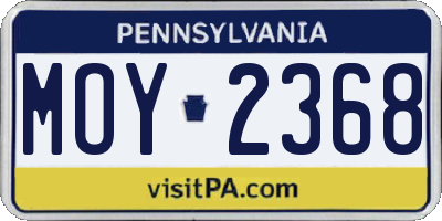 PA license plate MOY2368