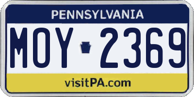 PA license plate MOY2369