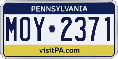 PA license plate MOY2371