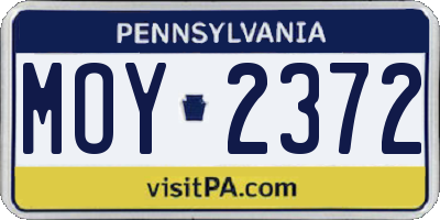 PA license plate MOY2372
