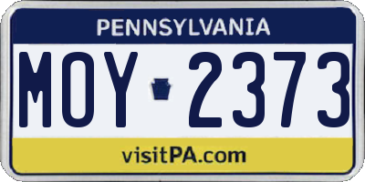 PA license plate MOY2373