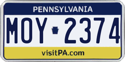 PA license plate MOY2374