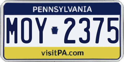 PA license plate MOY2375