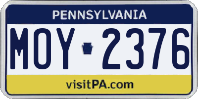 PA license plate MOY2376