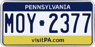PA license plate MOY2377