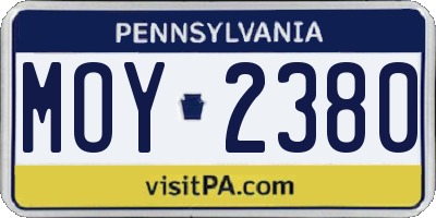 PA license plate MOY2380