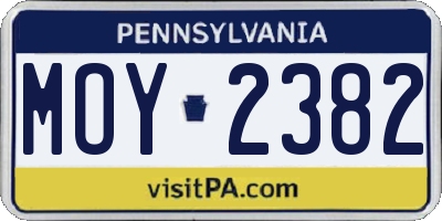 PA license plate MOY2382
