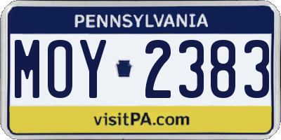 PA license plate MOY2383