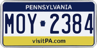 PA license plate MOY2384