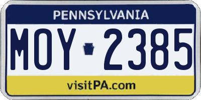 PA license plate MOY2385