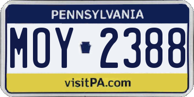 PA license plate MOY2388