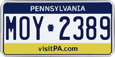 PA license plate MOY2389