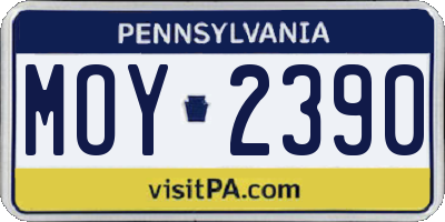 PA license plate MOY2390