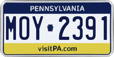 PA license plate MOY2391