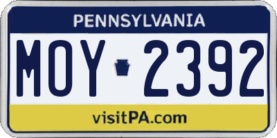 PA license plate MOY2392