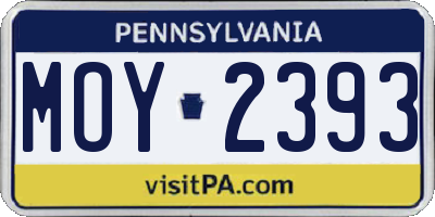 PA license plate MOY2393