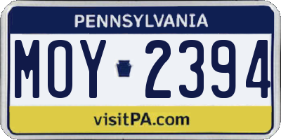 PA license plate MOY2394