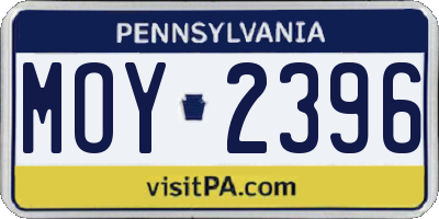 PA license plate MOY2396